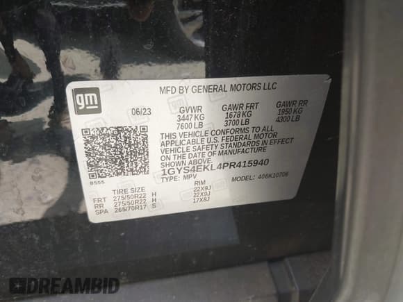 ✅ 2023 Cadillac Escalade 4WD Sport • VIN: 1GYS4EKL4PR415940 • Лот: 42782247. Опубликован ранее на IAAI с пробегом 48 681 миль. Бесплатный доступ к архиву аукционных продаж из США и подробный отчёт об истории автомобиля на DreamBid. Изображение 9.