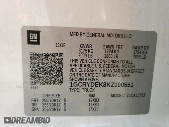 ✅ 2019 Chevrolet Silverado 1500 LT • VIN: 1GCRYDEK8KZ190551 • Lot: 89511565. Wystawiony na Copart z przebiegiem 81 310 mil. Bezpłatny archiwum sprzedaży aukcyjnych z USA i szczegółowy raport historii pojazdu na DreamBid. Zdjęcie 12.