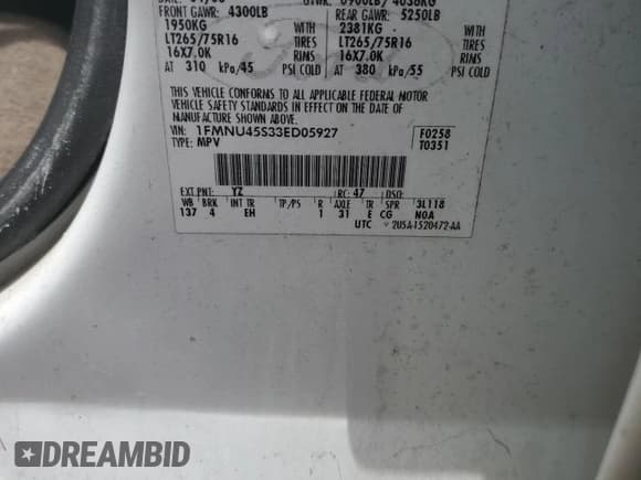 ✅ 2003 Ford Excursion Eddie Bauer • VIN: 1FMNU45S33ED05927 • Лот: 65446335. Опубликован ранее на Copart с пробегом 149 989 миль. Бесплатный доступ к архиву аукционных продаж из США и подробный отчёт об истории автомобиля на DreamBid. Изображение 13.