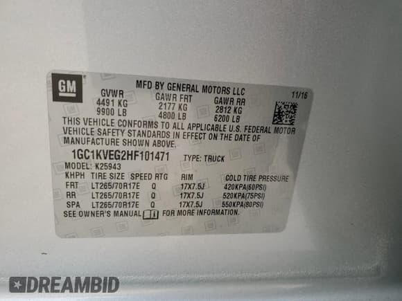 ✅ 2017 Chevrolet Silverado 2500HD LT • VIN: 1GC1KVEG2HF101471 • Lot: 46474815. Listed on Copart with 213,086 mi. Free auction sales archive from the USA and detailed vehicle history report at DreamBid. Image 13.