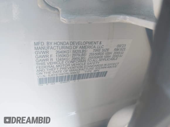 ✅ 2024 Acura MDX w/A-Spec Package • VIN: 5J8YE1H01RL009432 • Lot: 41190143. Listed on IAAI with Not provided. Free auction sales archive from the USA and detailed vehicle history report at DreamBid. Image 9.