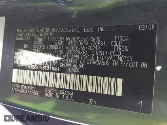 ✅ 2008 Toyota Tundra • VIN: 5TFRU54148X011064 • Lot: 43421865. Wystawiony na IAAI z przebiegiem 306 435 mil. Bezpłatny archiwum sprzedaży aukcyjnych z USA i szczegółowy raport historii pojazdu na DreamBid. Zdjęcie 9.