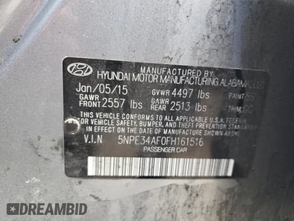 ✅ 2015 Hyundai Sonata Sport • VIN: 5NPE34AF0FH161516 • Лот: 39220673. Опубликован ранее на Copart с пробегом 143 615 миль. Бесплатный доступ к архиву аукционных продаж из США и подробный отчёт об истории автомобиля на DreamBid. Изображение 13.