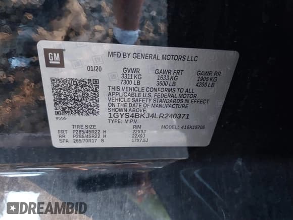 ✅ 2020 Cadillac Escalade Luxury • VIN: 1GYS4BKJ4LR240371 • Lot: 41832712. Listed on IAAI with 73,712 mi. Free auction sales archive from the USA and detailed vehicle history report at DreamBid. Image 9.