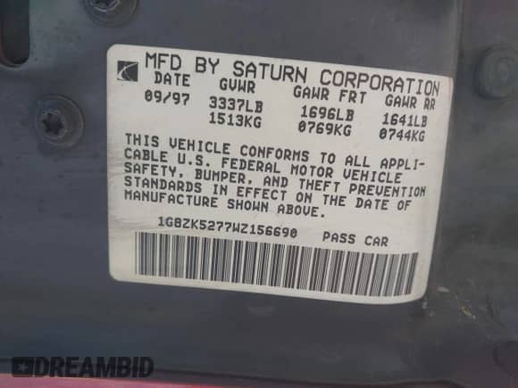 1998 Saturn SL z VIN 1G8ZK5277WZ156690, wystawiony jako IAAI lot #43106078 z przebiegiem 168 196 mil mil oraz . Historia ofert i sprzedaży dostępna na DreamBid. Obrazek 9.