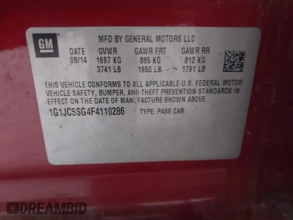 ✅ 2015 Chevrolet Sonic LT • VIN: 1G1JC5SG4F4110286 • Лот: 43742563. Опубликован ранее на IAAI с пробегом 164 604 миль. Бесплатный доступ к архиву аукционных продаж из США и подробный отчёт об истории автомобиля на DreamBid. Изображение 9.