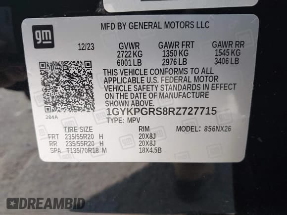 ✅ 2024 Cadillac XT6 AWD Sport • VIN: 1GYKPGRS8RZ727715 • Lot: 43315028. Listed on IAAI with 53,311 mi. Free auction sales archive from the USA and detailed vehicle history report at DreamBid. Image 9.