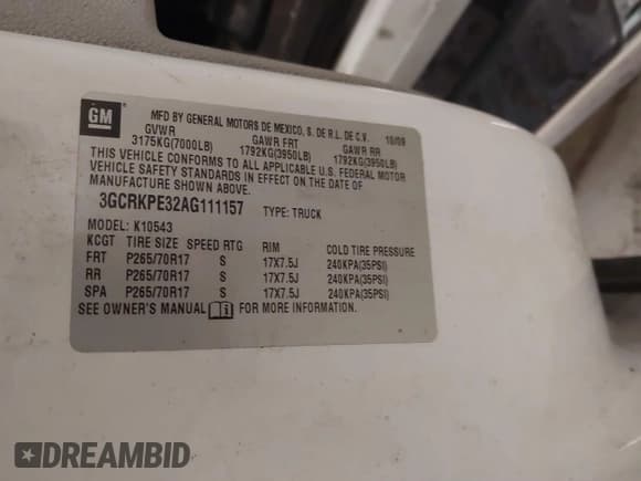 ✅ 2010 Chevrolet Silverado 1500 Work Truck • VIN: 3GCRKPE32AG111157 • Lot: 41078646. Listed on IAAI with 224,216 mi. Free auction sales archive from the USA and detailed vehicle history report at DreamBid. Image 9.