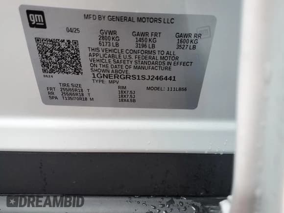 ✅ 2025 Chevrolet Traverse FWD LT • VIN: 1GNERGRS1SJ246441 • Lot: 91482925. Wystawiony na Copart z przebiegiem 6 094 mil. Bezpłatny archiwum sprzedaży aukcyjnych z USA i szczegółowy raport historii pojazdu na DreamBid. Zdjęcie 13.