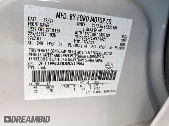 ✅ 2025 Ford Maverick XLT • VIN: 3FTTW8J36SRA10554 • Лот: 61756435. Опубликован ранее на Copart с пробегом 5 537 миль. Бесплатный доступ к архиву аукционных продаж из США и подробный отчёт об истории автомобиля на DreamBid. Изображение 12.