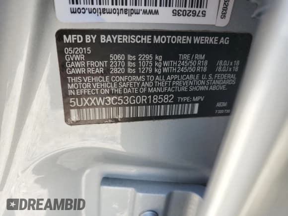 ✅ 2016 BMW X4 xDrive28i • VIN: 5UXXW3C53G0R18582 • Lot: 84254575. Listed on Copart with 173,431 mi. Free auction sales archive from the USA and detailed vehicle history report at DreamBid. Image 13.