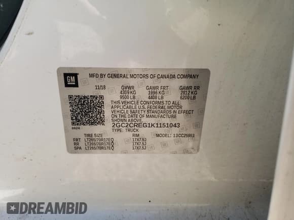 ✅ 2019 Chevrolet Silverado 2500HD Work Truck • VIN: 2GC2CREG1K1151043 • Лот: 92041145. Опубликован ранее на Copart с пробегом Не указан. Бесплатный доступ к архиву аукционных продаж из США и подробный отчёт об истории автомобиля на DreamBid. Изображение 13.
