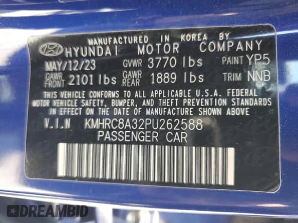 2023 Hyundai Venue SEL с VIN KMHRC8A32PU262588, выставлен на аукционе Copart как лот 64479324 с пробегом 6 572 миль миль и Списание • Salvage title. История ставок и продаж доступна на DreamBid. Изображение 13.