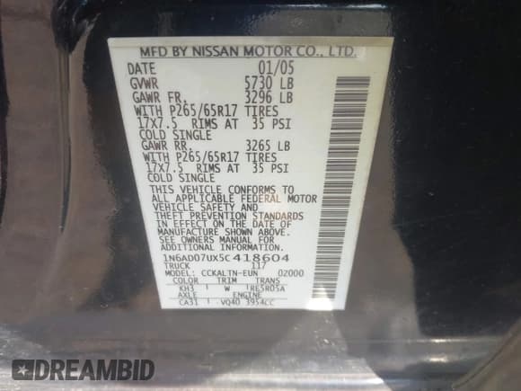 ✅ 2005 Nissan Frontier SE • VIN: 1N6AD07UX5C418604 • Lot: 43196214. Wystawiony na IAAI z przebiegiem 252 593 mil. Bezpłatny archiwum sprzedaży aukcyjnych z USA i szczegółowy raport historii pojazdu na DreamBid. Zdjęcie 9.