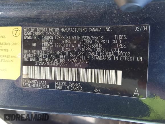 ✅ 2004 Lexus RX 330 • VIN: 2T2GA31UX4C010363 • Lot: 43882837. Listed on IAAI with 137,681 mi. Free auction sales archive from the USA and detailed vehicle history report at DreamBid. Image 9.