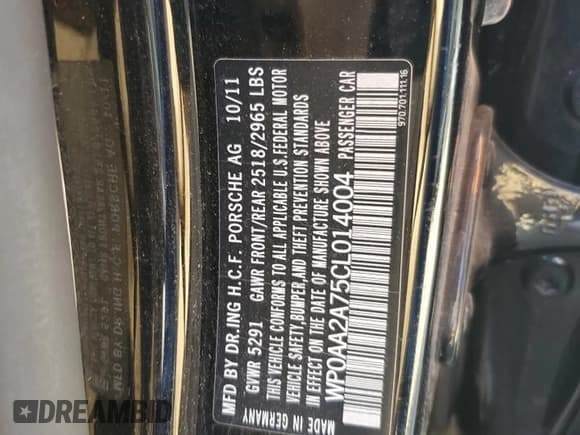 ✅ 2012 Porsche Panamera • VIN: WP0AA2A75CL014004 • Lot: 80720515. Wystawiony na Copart z przebiegiem 152 519 mil. Bezpłatny archiwum sprzedaży aukcyjnych z USA i szczegółowy raport historii pojazdu na DreamBid. Zdjęcie 12.