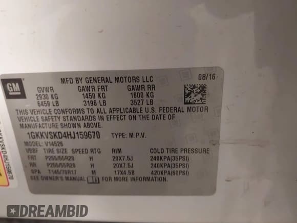 ✅ 2017 GMC Acadia Limited • VIN: 1GKKVSKD4HJ159670 • Lot: 43344034. Wystawiony na IAAI z przebiegiem 130 817 mil. Bezpłatny archiwum sprzedaży aukcyjnych z USA i szczegółowy raport historii pojazdu na DreamBid. Zdjęcie 9.