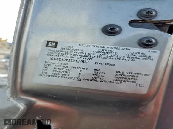 ✅ 2007 Chevrolet Silverado 1500 Work Truck • VIN: 1GCEC19X57Z134673 • Lot: 94745235. Listed on Copart with 399,054 mi. Free auction sales archive from the USA and detailed vehicle history report at DreamBid. Image 12.