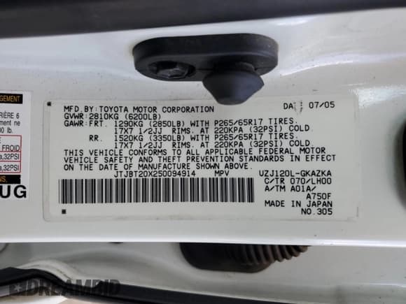 ✅ 2005 Lexus GX 470 • VIN: JTJBT20X250094914 • Lot: 81647305. Wystawiony na Copart z przebiegiem 247 239 mil. Bezpłatny archiwum sprzedaży aukcyjnych z USA i szczegółowy raport historii pojazdu na DreamBid. Zdjęcie 13.