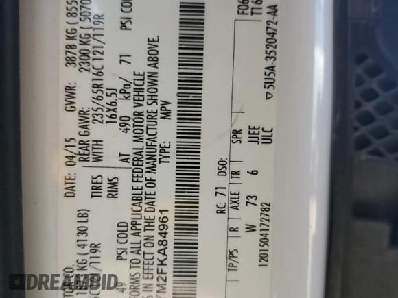 ✅ 2015 Ford Transit XL • VIN: 1FMZK1YM2FKA84961 • Lot: 70116155. Wystawiony na Copart z przebiegiem 478 410 mil. Bezpłatny archiwum sprzedaży aukcyjnych z USA i szczegółowy raport historii pojazdu na DreamBid. Zdjęcie 14.