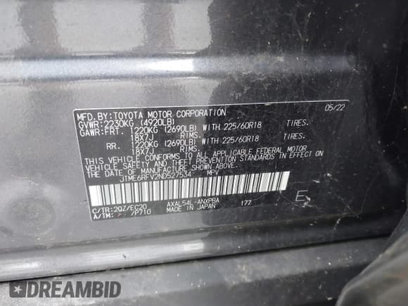 ✅ 2022 Toyota RAV4 Hybrid XSE • VIN: JTME6RFV2ND527534 • Lot: 43585146. Listed on IAAI with Not provided. Free auction sales archive from the USA and detailed vehicle history report at DreamBid. Image 9.