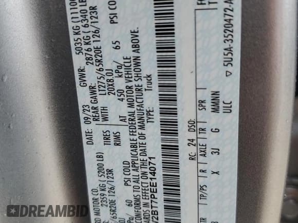 ✅ 2023 Ford F-250 XL • VIN: 1FT8W2BT7PEE14071 • Lot: 59702995. Listed on Copart with 50,527 mi. Free auction sales archive from the USA and detailed vehicle history report at DreamBid. Image 12.