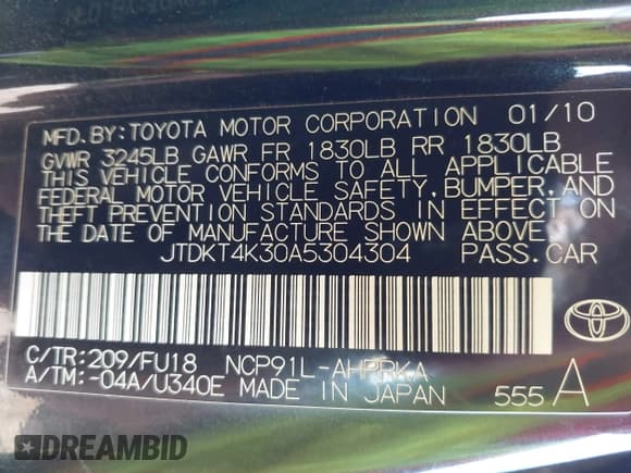 ✅ 2010 Toyota Yaris • VIN: JTDKT4K30A5304304 • Lot: 43468645. Wystawiony na IAAI z przebiegiem 96 747 mil. Bezpłatny archiwum sprzedaży aukcyjnych z USA i szczegółowy raport historii pojazdu na DreamBid. Zdjęcie 9.