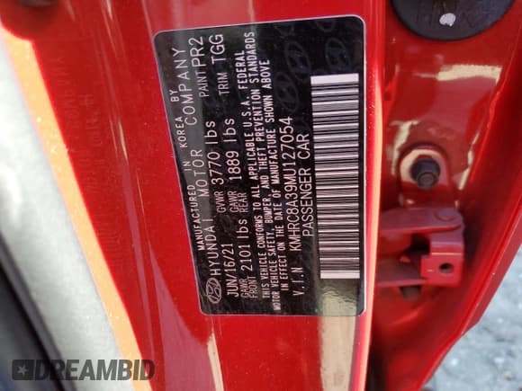 ✅ 2021 Hyundai Venue SEL • VIN: KMHRC8A39MU127054 • Lot: 52586765. Listed on Copart with 60,991 mi. Free auction sales archive from the USA and detailed vehicle history report at DreamBid. Image 14.