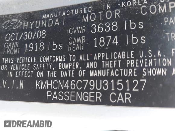 ✅ 2009 Hyundai Accent Auto GLS • VIN: KMHCN46C79U315127 • Лот: 42606554. Опубликован ранее на IAAI с пробегом 128 790 миль. Бесплатный доступ к архиву аукционных продаж из США и подробный отчёт об истории автомобиля на DreamBid. Изображение 9.