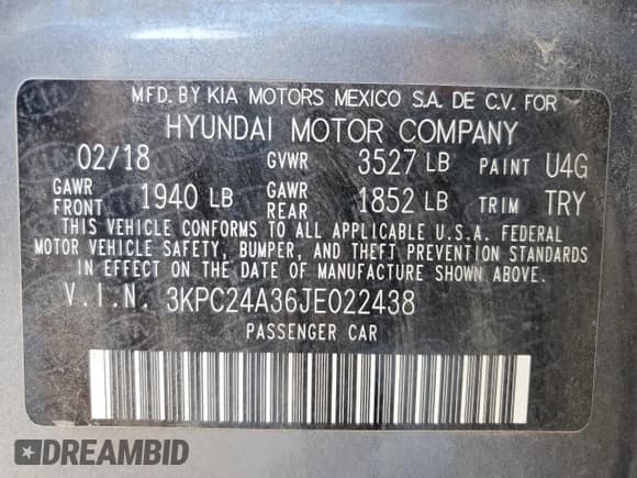 ✅ 2018 Hyundai Accent SE • VIN: 3KPC24A36JE022438 • Лот: 87198294. Опубликован ранее на Copart с пробегом 63 692 миль. Бесплатный доступ к архиву аукционных продаж из США и подробный отчёт об истории автомобиля на DreamBid. Изображение 13.