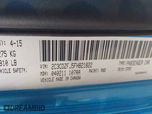 ✅ 2015 Dodge Challenger R/T Scat Pack Shaker • VIN: 2C3CDZFJ5FH821822 • Lot: 43760587. Listed on IAAI with 69,460 mi. Free auction sales archive from the USA and detailed vehicle history report at DreamBid. Image 9.