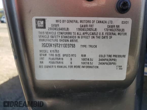✅ 2001 Chevrolet Silverado 1500 LS • VIN: 2GCEK19T211333793 • Lot: 71294344. Wystawiony na Copart z przebiegiem Nie podano mil. Skorzystaj z bezpłatnego archiwum sprzedaży aukcyjnych z USA i zobacz szczegółowy raport historii pojazdu na DreamBid. Zdjęcie 12.