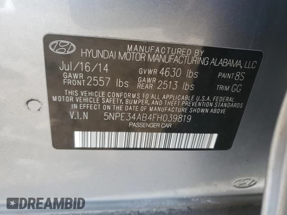 ✅ 2015 Hyundai Sonata Sport • VIN: 5NPE34AB4FH039819 • Лот: 63067852. Опубликован ранее на Copart с пробегом 119 364 миль. Бесплатный доступ к архиву аукционных продаж из США и подробный отчёт об истории автомобиля на DreamBid. Изображение 10.