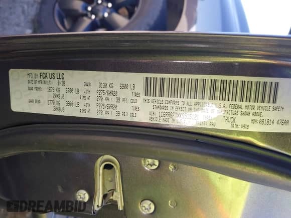 2019 Ram 1500 Tradesman z VIN 1C6RR6FTXKS515121, wystawiony jako IAAI lot #43425831 z przebiegiem 133 890 mil mil oraz . Historia ofert i sprzedaży dostępna na DreamBid. Obrazek 9.