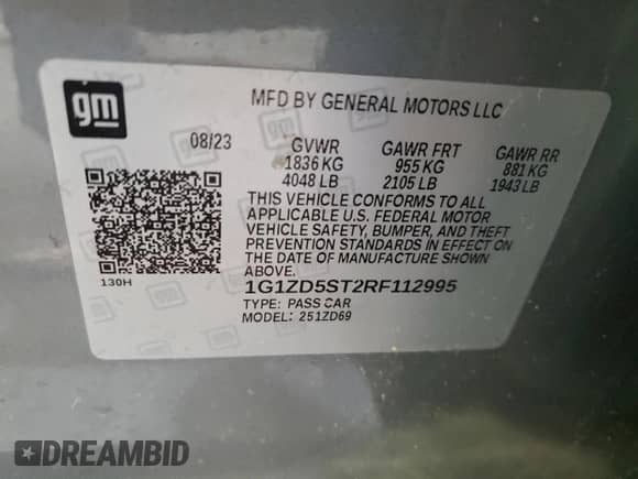 ✅ 2024 Chevrolet Malibu LT • VIN: 1G1ZD5ST2RF112995 • Lot: 86285435. Wystawiony na Copart z przebiegiem 61 831 mil mil. Skorzystaj z bezpłatnego archiwum sprzedaży aukcyjnych z USA i zobacz szczegółowy raport historii pojazdu na DreamBid. Zdjęcie 12.