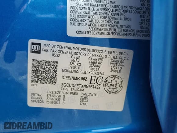 ✅ 2022 Chevrolet Silverado 1500 LT Trail Boss • VIN: 3GCUDFETXNG581439 • Lot: 61172525. Wystawiony na Copart z przebiegiem 56 687 mil. Bezpłatny archiwum sprzedaży aukcyjnych z USA i szczegółowy raport historii pojazdu na DreamBid. Zdjęcie 13.