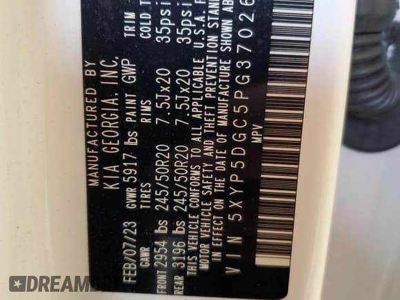 ✅ 2023 Kia Telluride SX • VIN: 5XYP5DGC5PG370260 • Lot: 63493905. Listed on Copart with 27,286 mi. Free auction sales archive from the USA and detailed vehicle history report at DreamBid. Image 13.