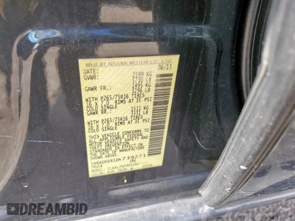 ✅ 2013 Nissan Frontier SL • VIN: 1N6AD0ER1DN739271 • Lot: 68840665. Wystawiony na Copart z przebiegiem 231 482 mil. Bezpłatny archiwum sprzedaży aukcyjnych z USA i szczegółowy raport historii pojazdu na DreamBid. Zdjęcie 12.