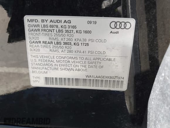 ✅ 2019 Audi e-tron Premium Plus • VIN: WA1LAAGEXKB021974 • Lot: 43271469. Listed on IAAI with 31,977 mi. Free auction sales archive from the USA and detailed vehicle history report at DreamBid. Image 9.