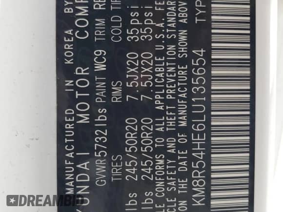 2020 Hyundai Palisade Limited с VIN KM8R54HE6LU135654, выставлен на аукционе Copart как лот 64886034 с пробегом 51 269 миль миль и Списание • Salvage title. История ставок и продаж доступна на DreamBid. Изображение 16.