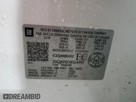 ✅ 2019 Chevrolet Silverado 1500 LT • VIN: 2GCVKPEC6K1144767 • Lot: 91734045. Wystawiony na Copart z przebiegiem 87 725 mil. Bezpłatny archiwum sprzedaży aukcyjnych z USA i szczegółowy raport historii pojazdu na DreamBid. Zdjęcie 12.