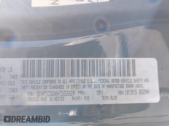 ✅ 2017 Dodge Journey Crossroad Plus • VIN: 3C4PDCGGXHT533320 • Lot: 42645734. Listed on IAAI with 129,206 mi. Free auction sales archive from the USA and detailed vehicle history report at DreamBid. Image 9.