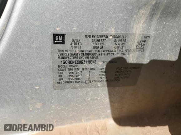✅ 2016 Chevrolet Silverado 1500 Work Truck • VIN: 1GCRCNEC8GZ118348 • Лот: 87438595. Опубликован ранее на Copart с пробегом 237 512 миль. Бесплатный доступ к архиву аукционных продаж из США и подробный отчёт об истории автомобиля на DreamBid. Изображение 12.