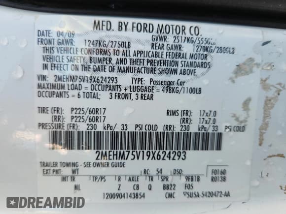 ✅ 2009 Mercury Grand Marquis LS • VIN: 2MEHM75V19X624293 • Lot: 93053705. Wystawiony na Copart z przebiegiem 130 430 mil. Bezpłatny archiwum sprzedaży aukcyjnych z USA i szczegółowy raport historii pojazdu na DreamBid. Zdjęcie 13.