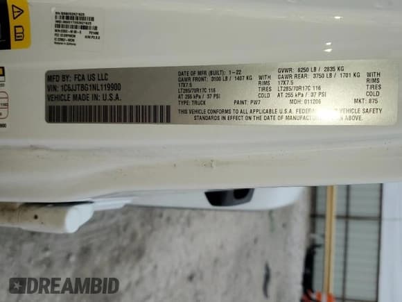 ✅ 2022 Jeep Gladiator Rubicon • VIN: 1C6JJTBG1NL119900 • Lot: 72457754. Listed on Copart with 70,055 mi. Free auction sales archive from the USA and detailed vehicle history report at DreamBid. Image 13.