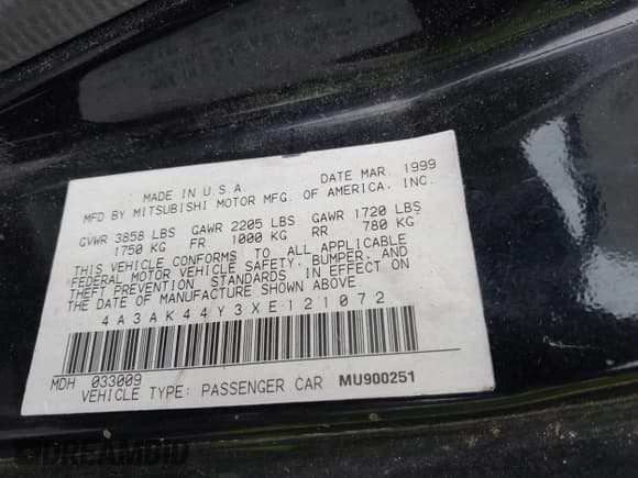 ✅ 1999 Mitsubishi Eclipse GS • VIN: 4A3AK44Y3XE121072 • Lot: 43030479. Listed on IAAI with 66,096 mi. Free auction sales archive from the USA and detailed vehicle history report at DreamBid. Image 9.