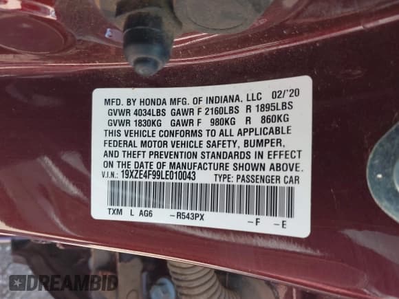 ✅ 2020 Honda Insight Touring • VIN: 19XZE4F99LE010043 • Лот: 42235458. Опубликован ранее на IAAI с пробегом 42 031 миль. Бесплатный доступ к архиву аукционных продаж из США и подробный отчёт об истории автомобиля на DreamBid. Изображение 9.