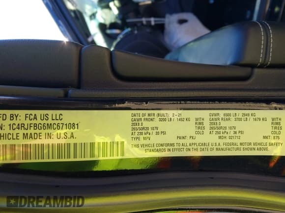 ✅ 2021 Jeep Grand Cherokee Limited • VIN: 1C4RJFBG6MC671081 • Лот: 43415378. Опубликован ранее на IAAI с пробегом 63 604 миль. Бесплатный доступ к архиву аукционных продаж из США и подробный отчёт об истории автомобиля на DreamBid. Изображение 9.