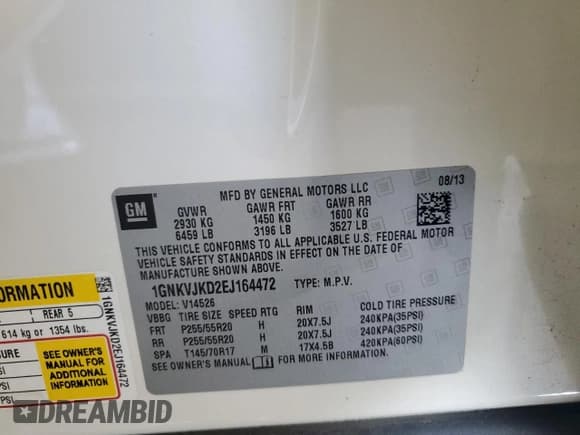 ✅ 2014 Chevrolet Traverse LTZ • VIN: 1GNKVJKD2EJ164472 • Lot: 71431805. Wystawiony na Copart z przebiegiem 166 387 mil. Bezpłatny archiwum sprzedaży aukcyjnych z USA i szczegółowy raport historii pojazdu na DreamBid. Zdjęcie 13.