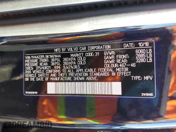 ✅ 2019 Volvo XC90 Inscription • VIN: YV4A22PL9K1461444 • Lot: 86135555. Listed on Copart with 162,127 mi. Free auction sales archive from the USA and detailed vehicle history report at DreamBid. Image 13.